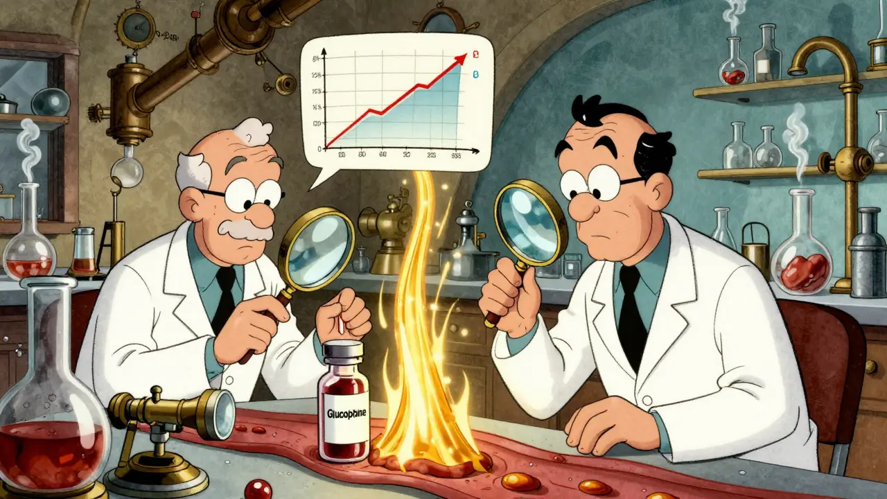 Scientists measure identical drug absorption in brand-name and generic pills using glowing blood waves.