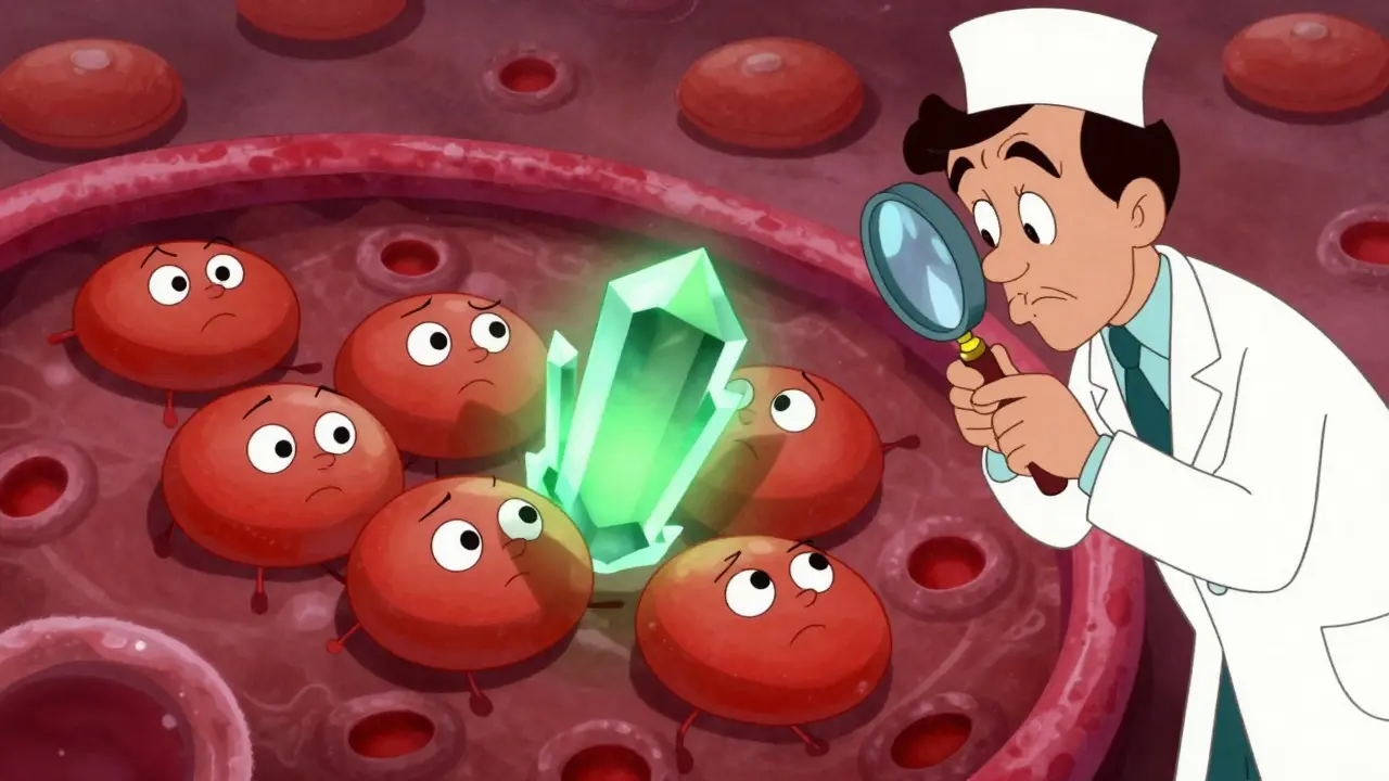 Platelets blocked by parthenolide molecule under microscope