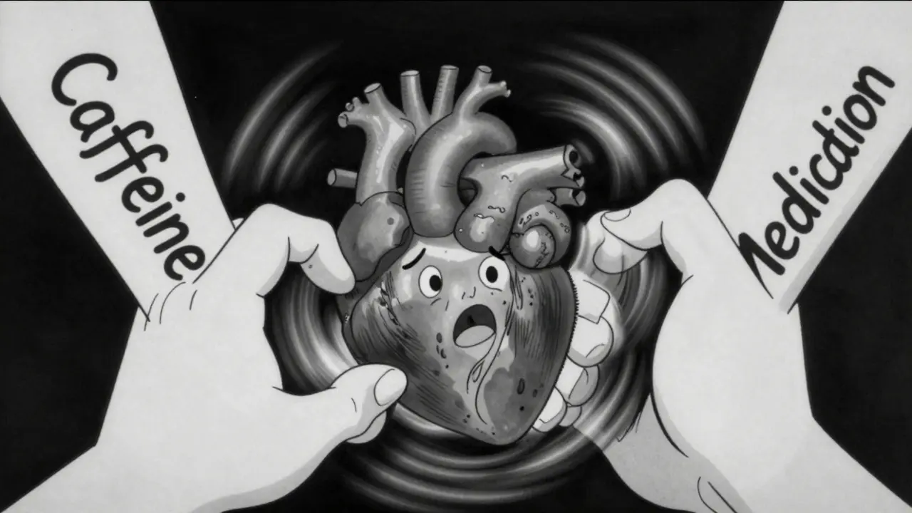 Animated heart under stress from combined stimulants