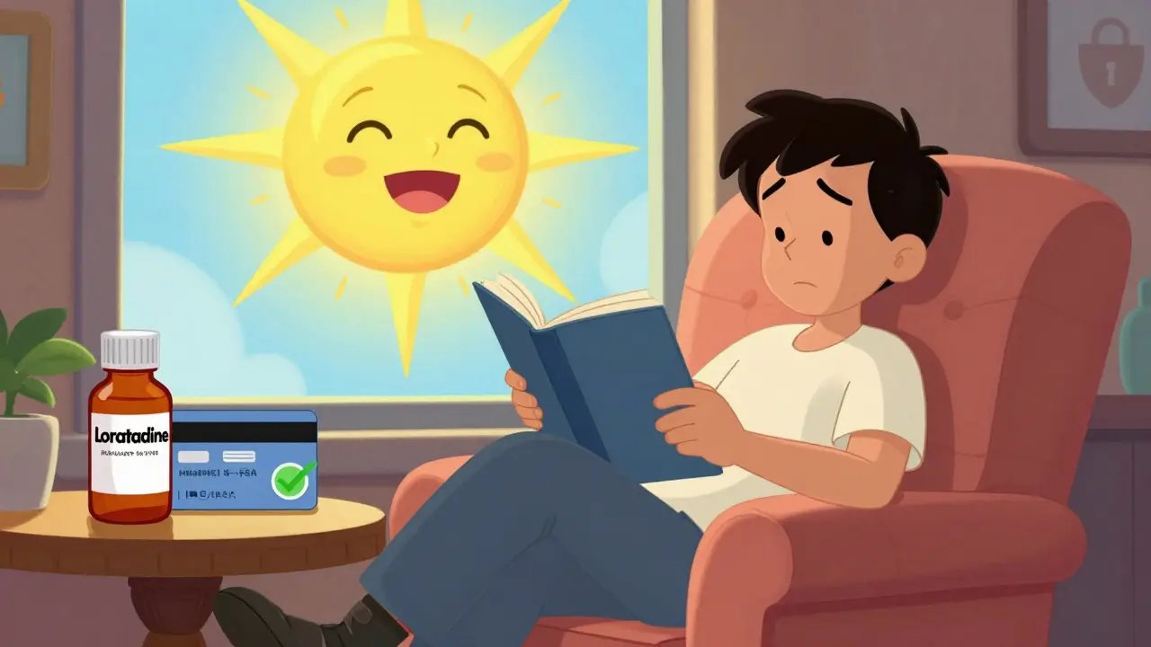 Person relaxing after buying safe generic allergy meds online