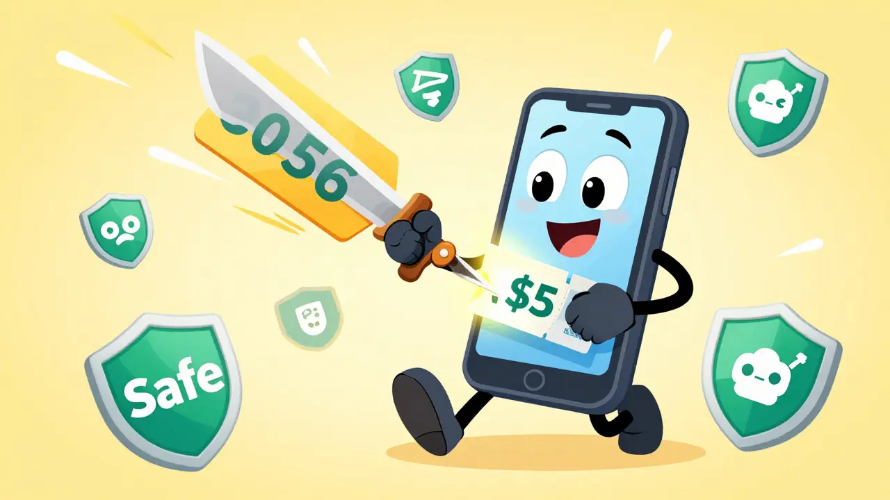 Smartphone cutting price tags with coupon